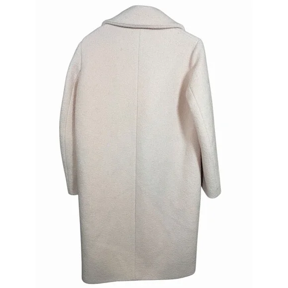Maje Paris 36/4 Pink Wool Coat Boucle Long Jacket Minimalist Soft Blush Lined - Picture 11 of 16